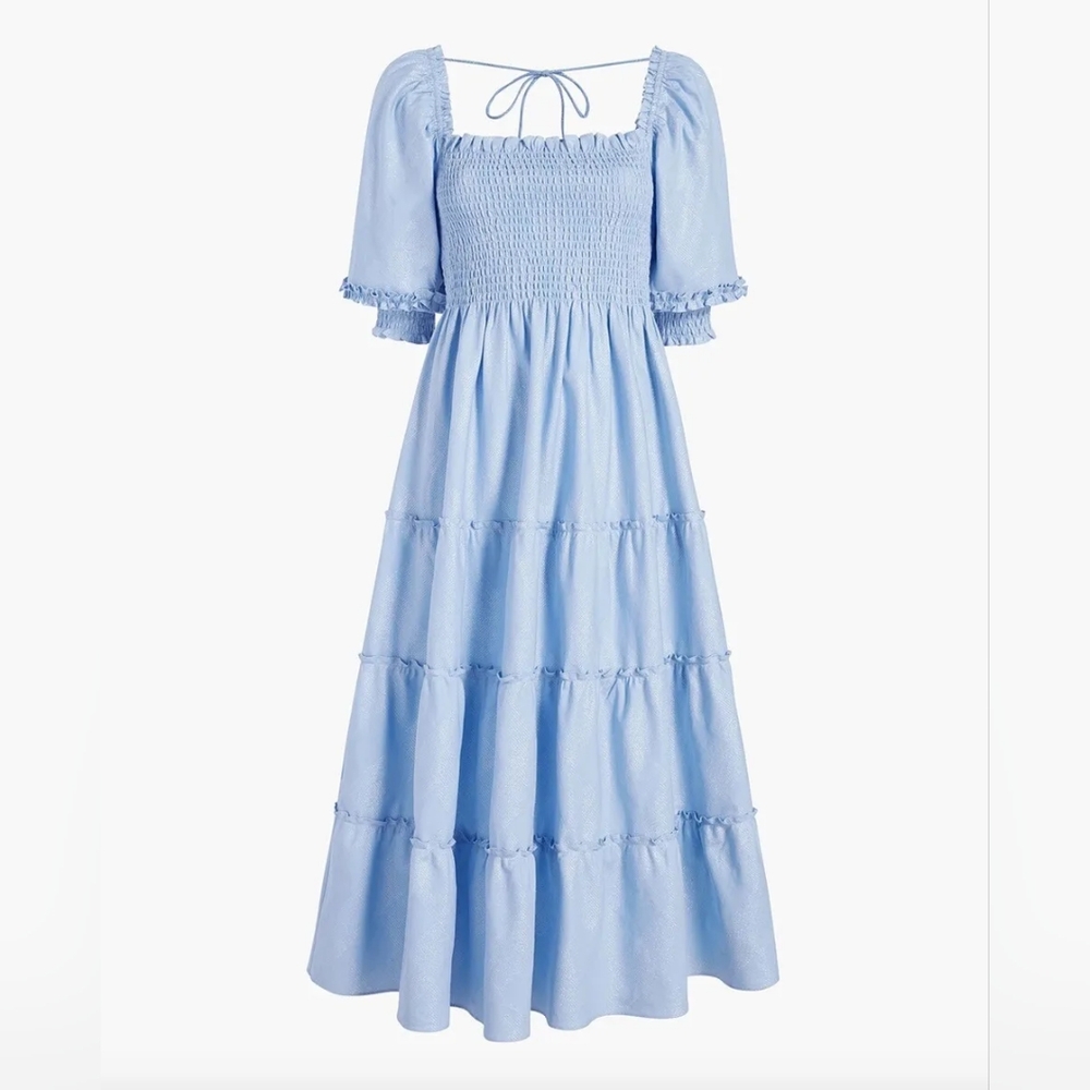 Hill House Nesli Dress in Blue Glitter Check